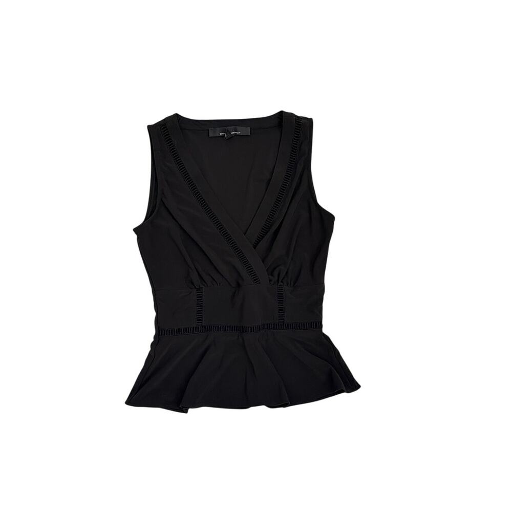 White House Black Market Black Capsule V Neck Peplum Blouse Tank Top Size XS